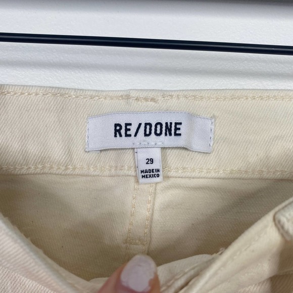 REDONE 70s stove pipe vintage white raw hem straight leg jeans size 29 - Picture 7 of 10